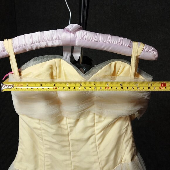 1950s Yellow Chiffon w/lace Sequin Bodice Tule Covered Skirt Cupcake Dress - Picture 10 of 11